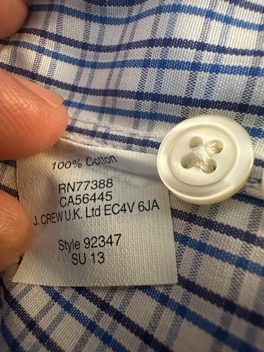 J. Crew Haberdashery Men's Wrinkle Free 80's‎ 2-Ply Blue White Plaid Dress Shirt